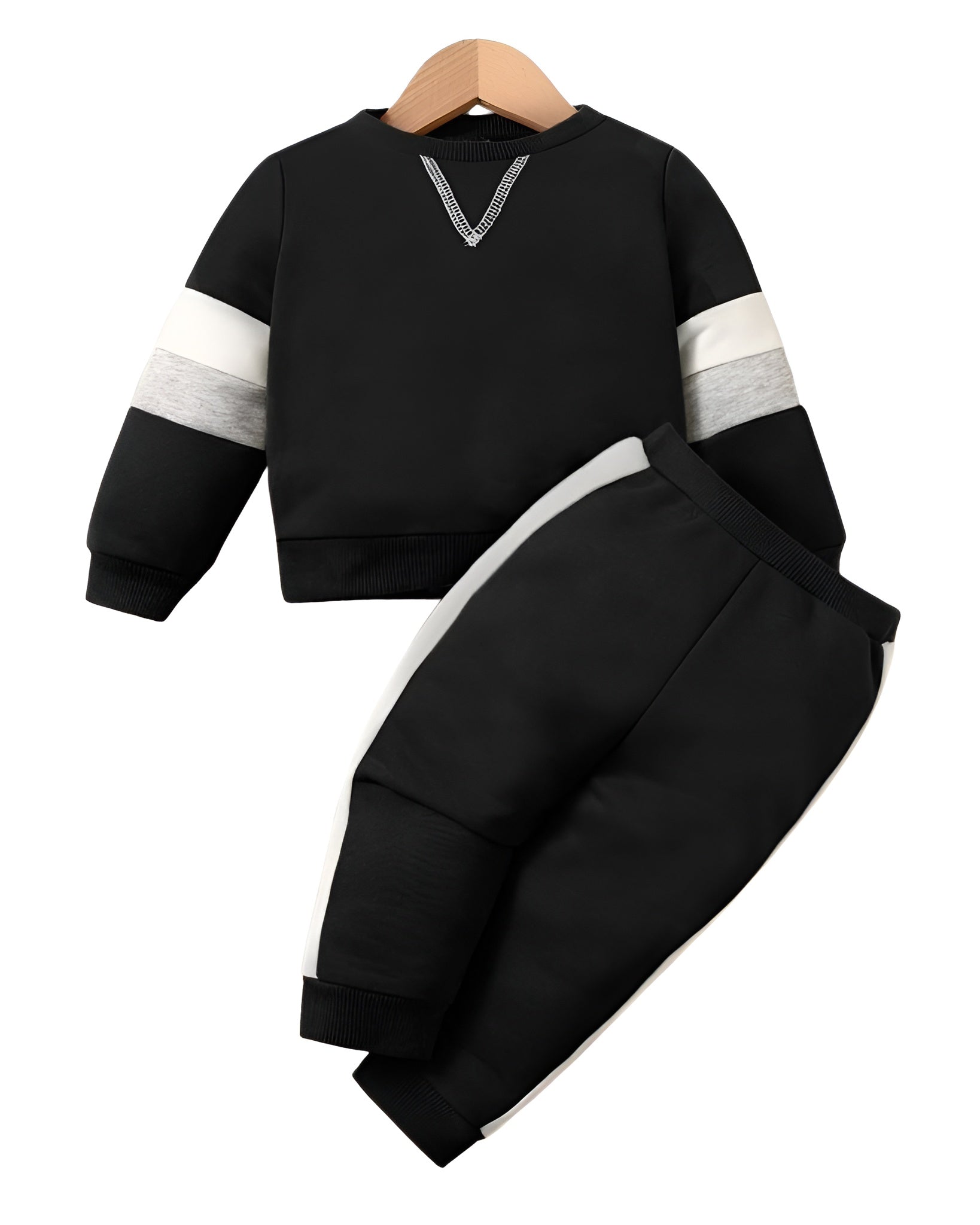Image of BLACK PANEL FLEECE TRACKSUIT